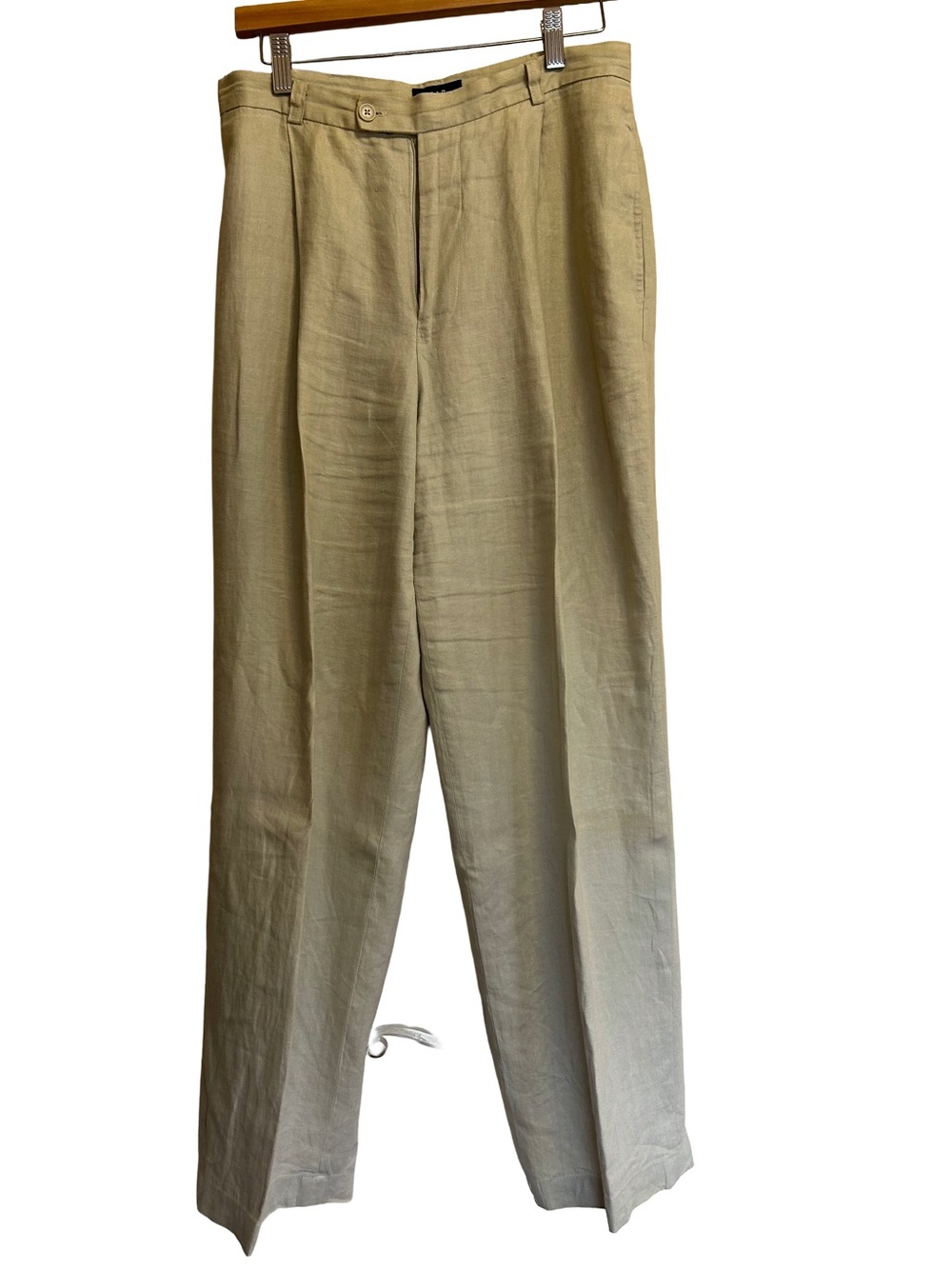 Vintage Late 90s GAP Wide Leg Cream Linen Pants Ankle Length Trousers Y2K 10a